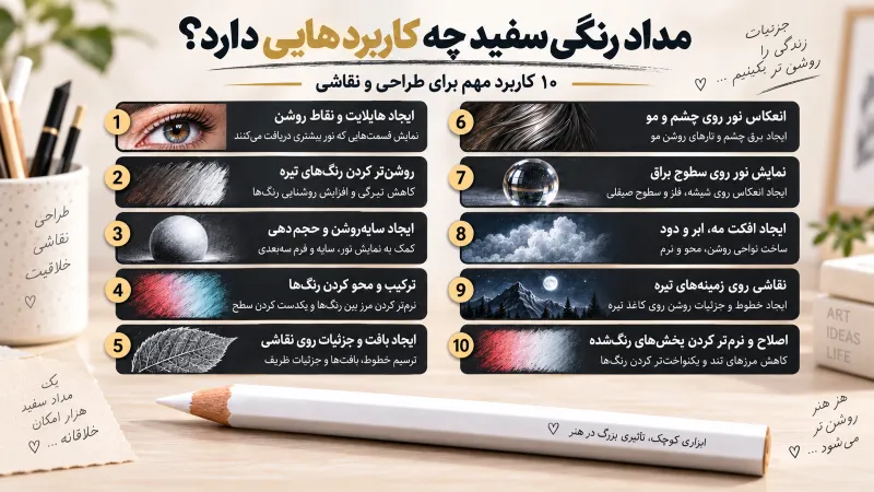 کاربرد های مدادرنگی سفید